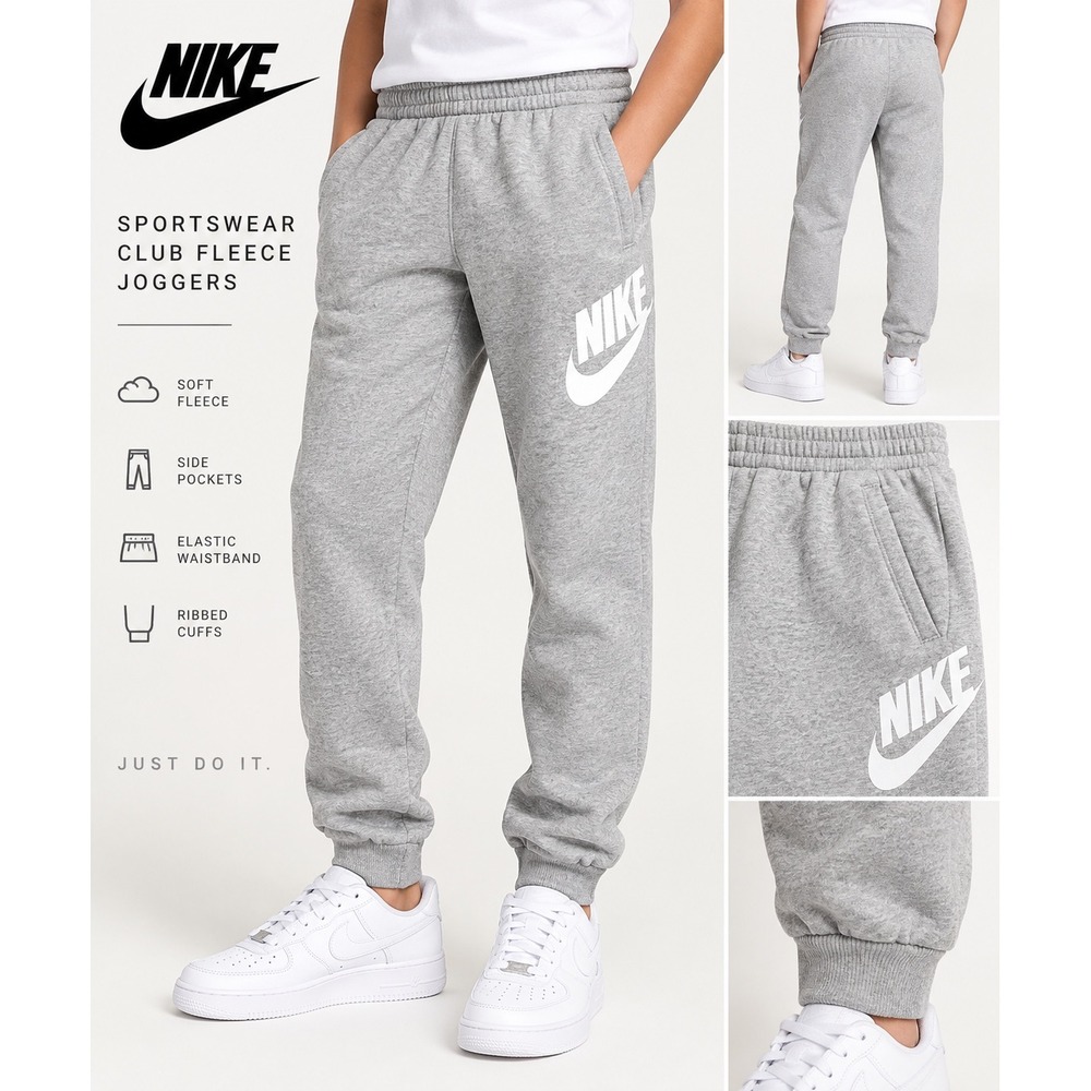 Nike Sportswear Club Fleece Jogger Sweatpants Youth XL Gray Big Logo Swoosh